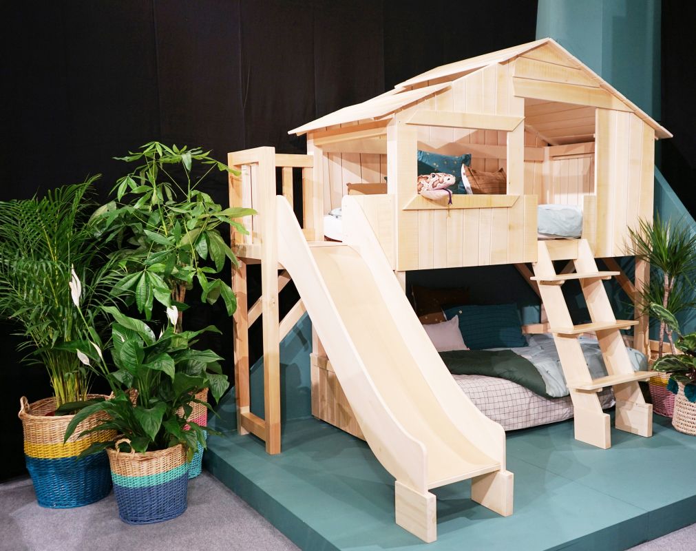 LIME TREEHOUSE BUNK BED + SLIDE WITH PLATFORM Mathy by Bols