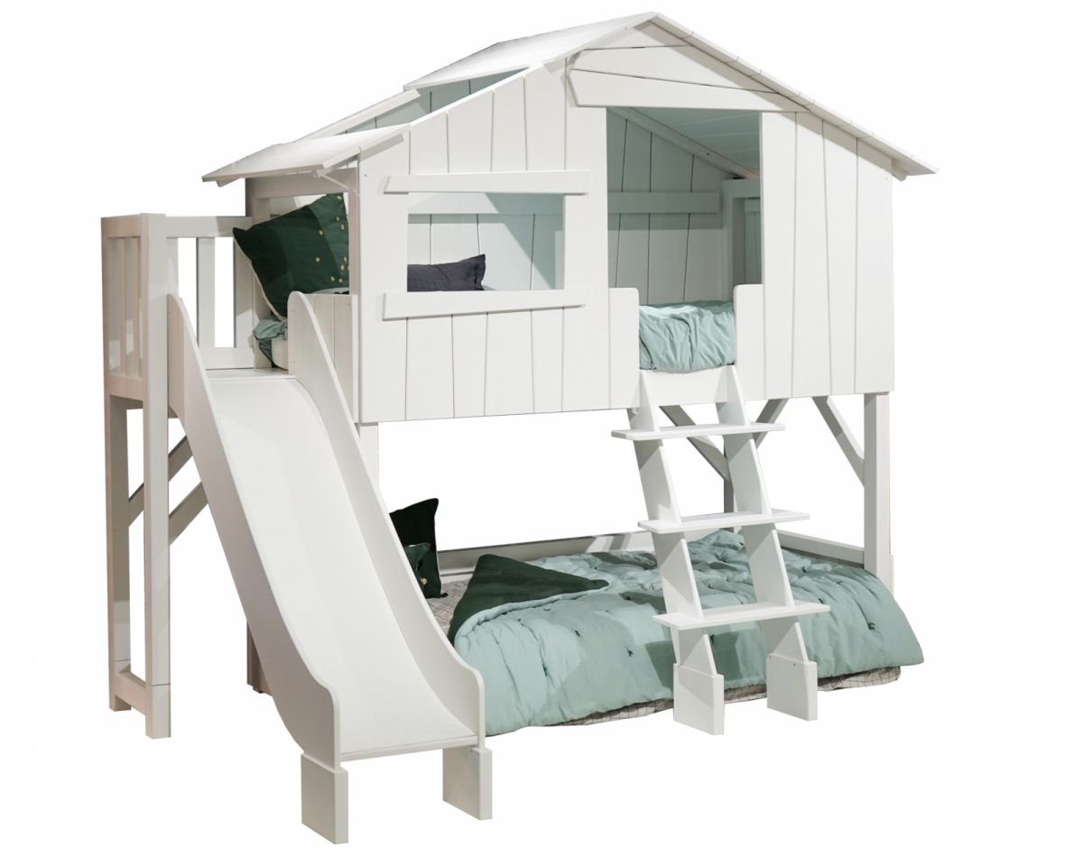 THREEHOUSE BUNK BED & SLIDE + PLATFORM (MDF + PINE) Mathy by Bols