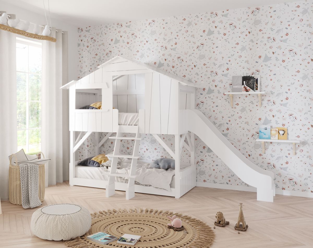 CABANE SUPERPOSEE & TOBOGGAN SEUL (MDF+SAPIN) Mathy by Bols